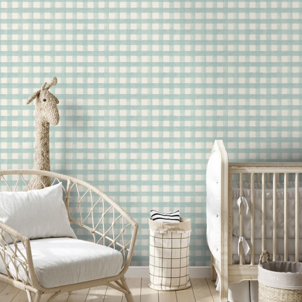Papel pintado CUADROS ESCOCESES INFANTILES TURQUESA Papel pintado CUADROS ESCOCESES INFANTILES TURQUESA