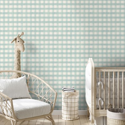 Papel pintado CUADROS ESCOCESES INFANTILES TURQUESA Papel pintado CUADROS ESCOCESES INFANTILES TURQUESA