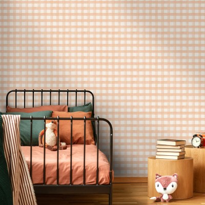 papel pintado cuadros escoceses coral 2