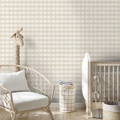 papel pintado cuadros escoceses beige