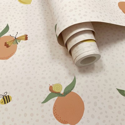 papel de parede infantil fruta rosa