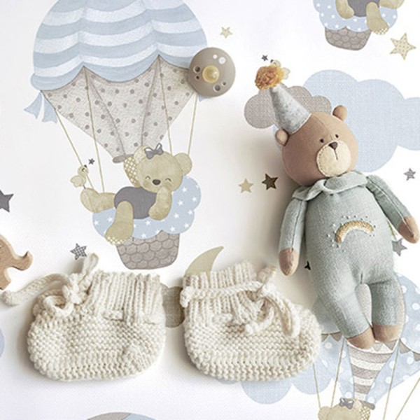 papel de parede ursos e balões de ar quente azul papel de parede ursos e balões de ar quente azul