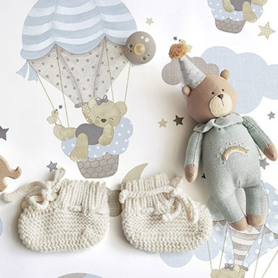 paper pintat óssos i globus aerostáticas blau