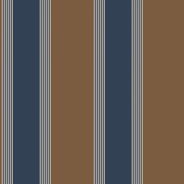 papel de parede riscas clássicas marrom e azul