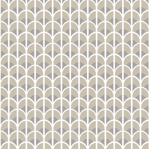papel pintado geométrico retro color beige y gris