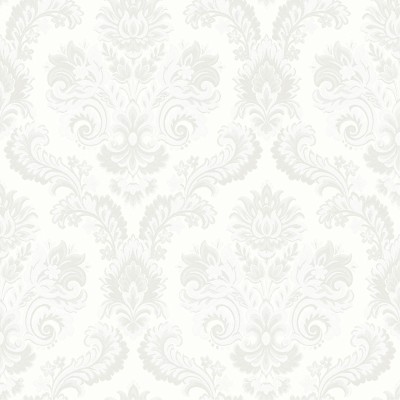 papel pintado damasco clásico color blanco perla