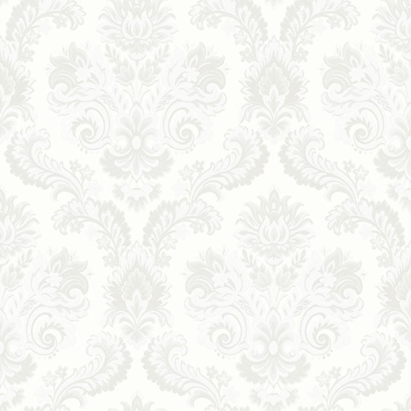 papel pintado damasco clásico color blanco perla