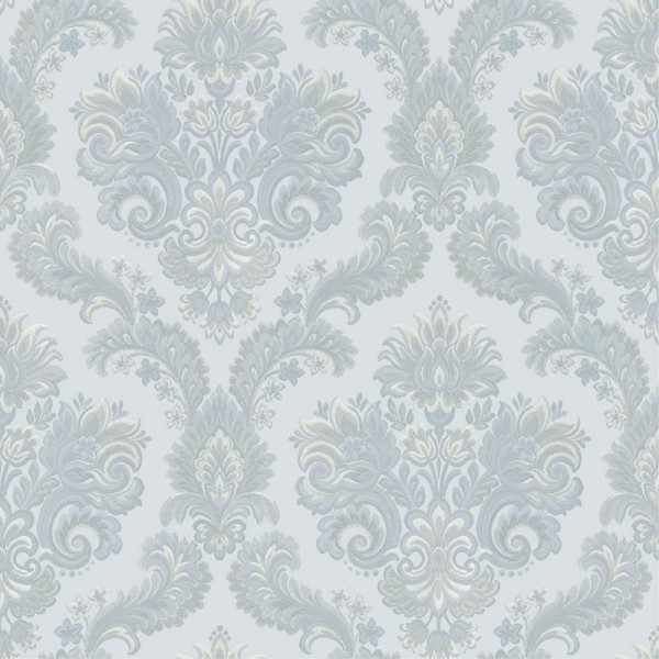 papel de parede damasco clássico cor azul claro