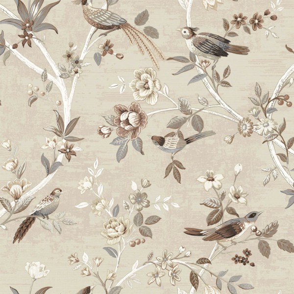 papel de parede chinoiserie textil cor bege