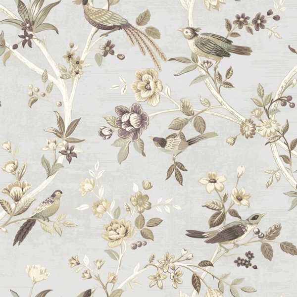 papel pintado chinoiserie textil color  crema con fondo beige