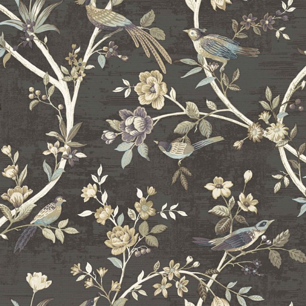 papel de parede chinoiserie textil cor preto