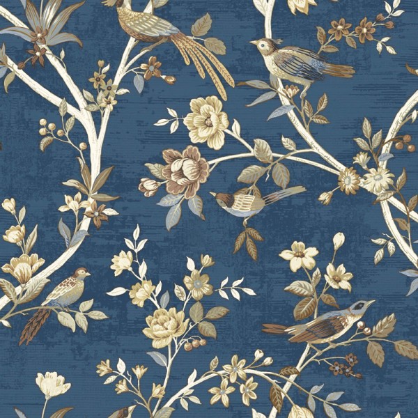 papel de parede chinoiserie textil cor azul