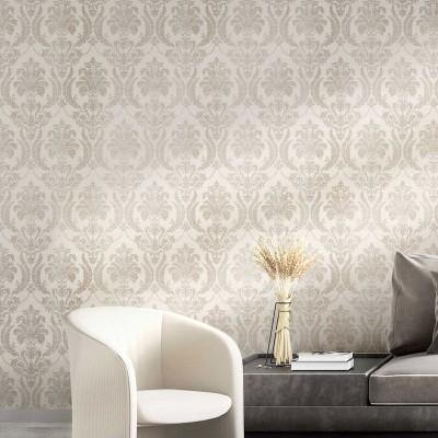 papel pintado damasco textil color beige 2
