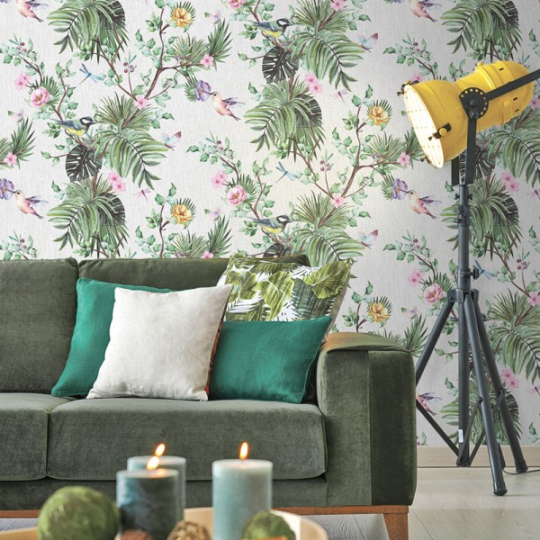 papel de parede jardim tropical verde