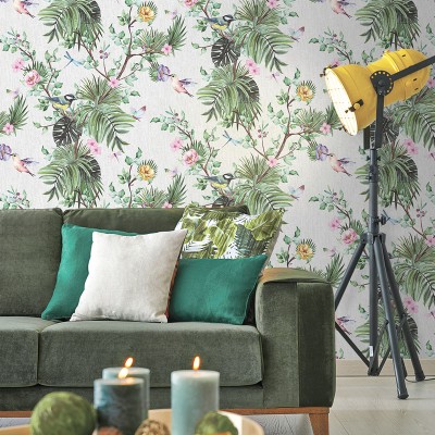 papel de parede jardim tropical verde