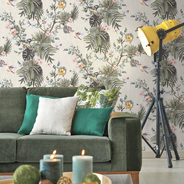 papel pintado jardín tropical