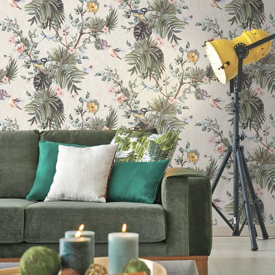 papel pintado jardín tropical