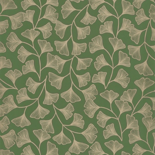 papel de parede FOLHAS GINKGO COBRE E VERDE