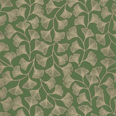 Papel pintado HOJAS GINKGO COBRE Y VERDE