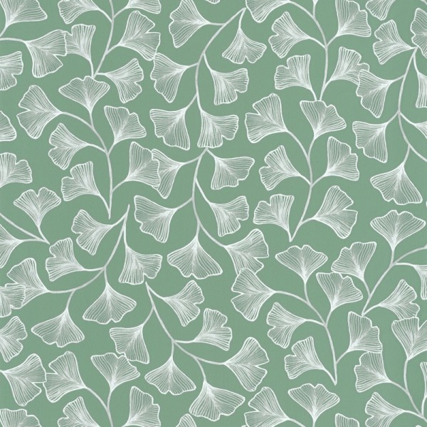 paper pintat fulles ginkgo blanques amb fons verd