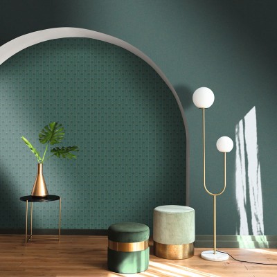 papel pintado geométrico retro verde oscuro
