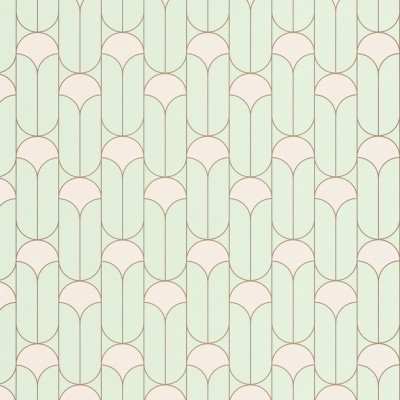 papel de parede geometrico retro cor verde amêndoa