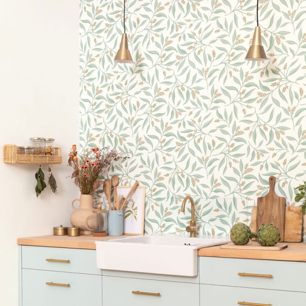 Papel pintado hojas de olivo verde Papel pintado hojas de olivo verde