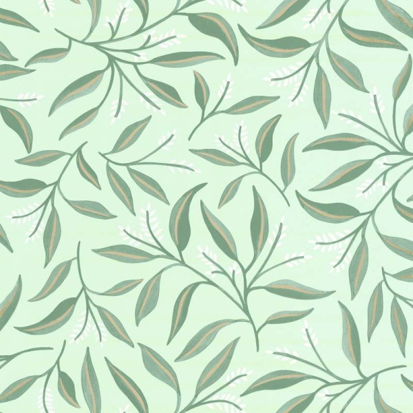 Papel pintado hojas de olivo verde menta