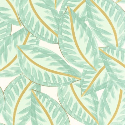 papel de parede folhas aquarela cor verde agua