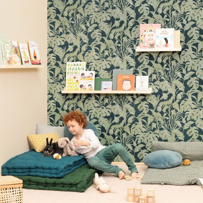 papel de parede tropical com folhas verde caqui 2