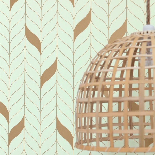 Papel de parede espiga cor verde amêndoa