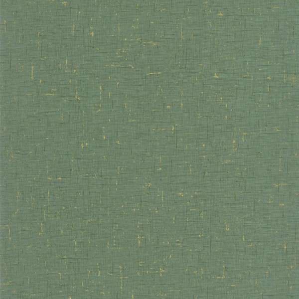papel pintado efecto textil color verde y dorado