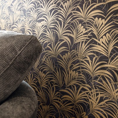 Paper pintat palmeres color negre i daurat