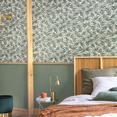 papel de parede palmeiras cor branco com fundo azul marinho 2