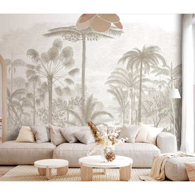 mural con palmeras tropicales color beige 2