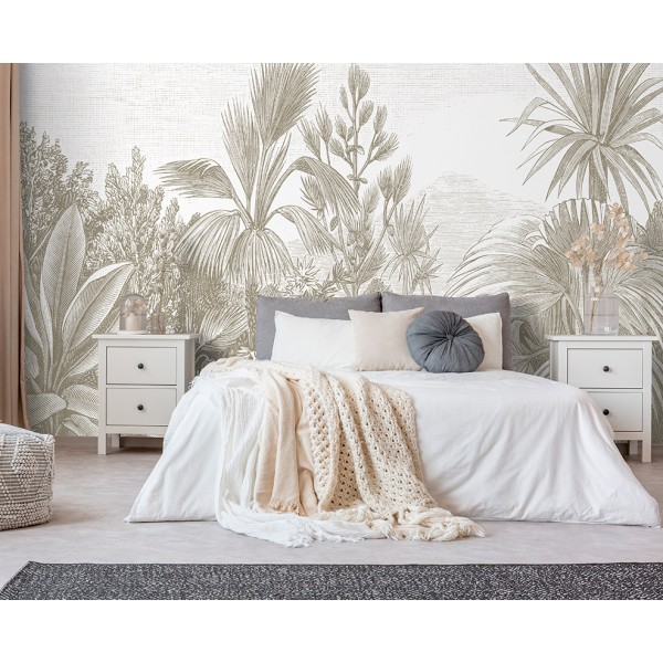 mural tropical con palmeras beige mural tropical con palmeras beige