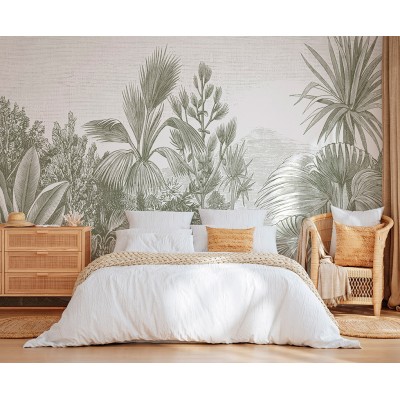 mural tropical con palmeras verdes 2