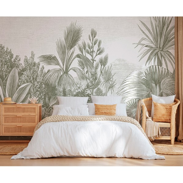 mural tropical amb palmeres verdes mural tropical amb palmeres verdes