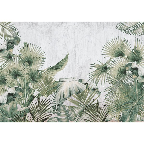 mural tropical amb fulles verdes