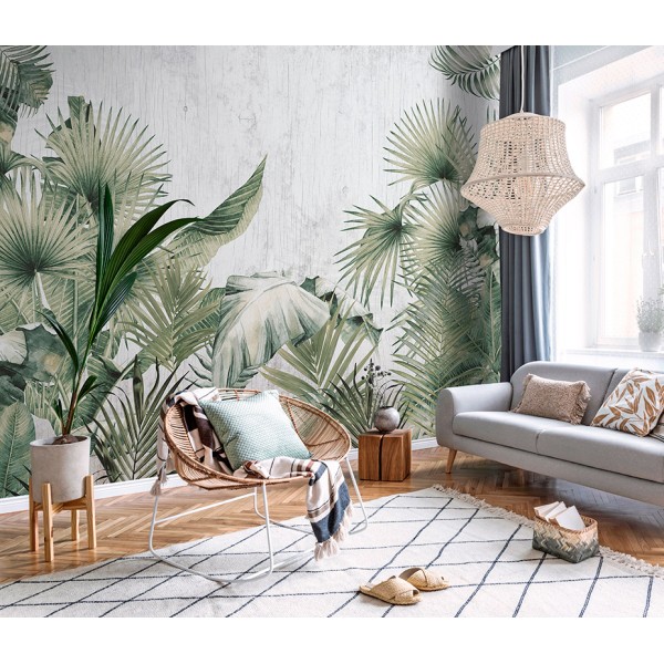 mural tropical com folhas verdes mural tropical com folhas verdes