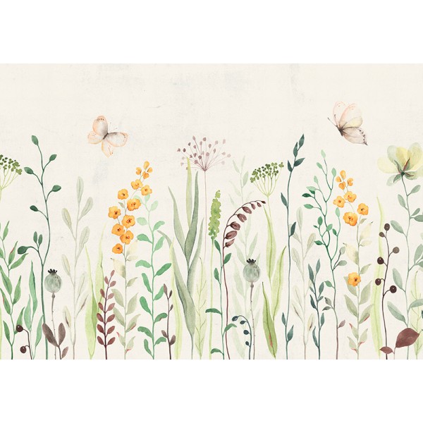 mural floral com efeito aquarela