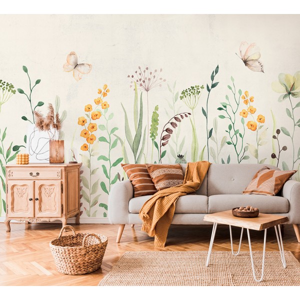 mural floral com efeito aquarela mural floral com efeito aquarela