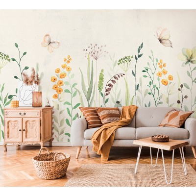 mural floral com efeito aquarela mural floral com efeito aquarela