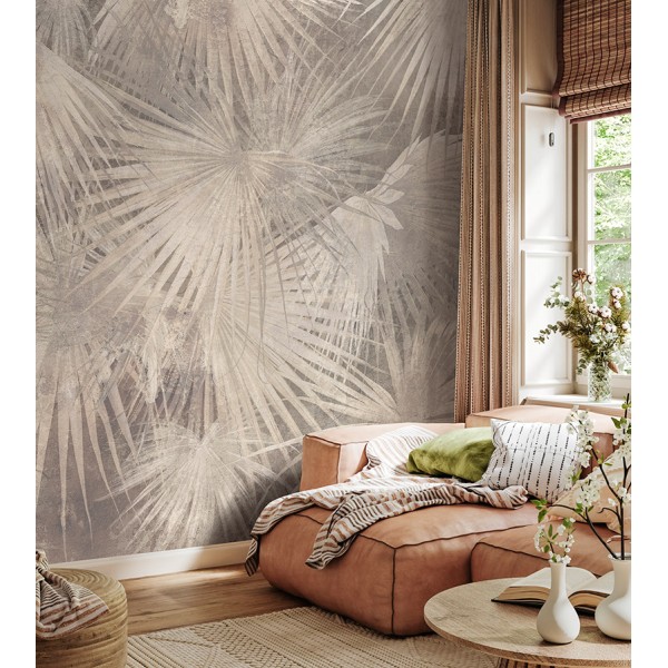 mural hojas de palmeras tropicales color beige mural hojas de palmeras tropicales color beige