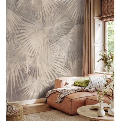 mural hojas de palmeras tropicales color beige mural hojas de palmeras tropicales color beige