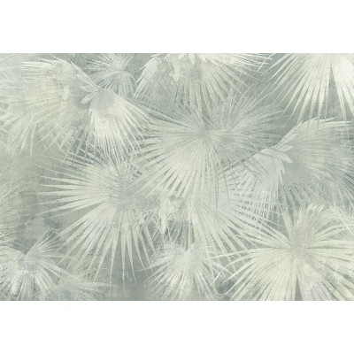 mural com folhas de palmeiras cor verde