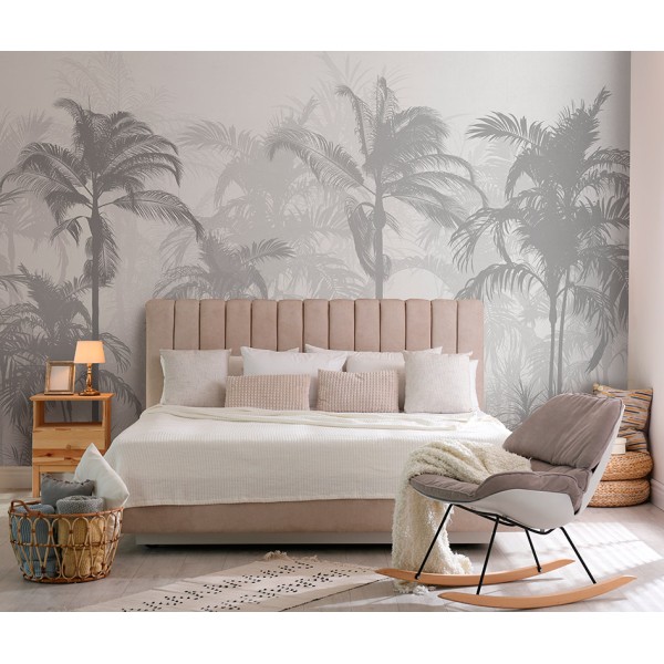 Mural con palmeras grises