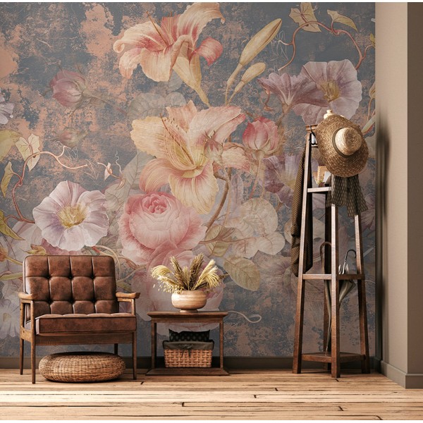 Mural con flores vintage