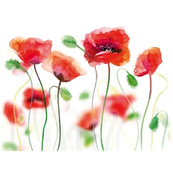 Fotomural POPPIES IN WATE COLOURS FT-0197