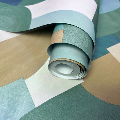 papel de parede geométrico cor verde e azul papel de parede geométrico cor verde e azul